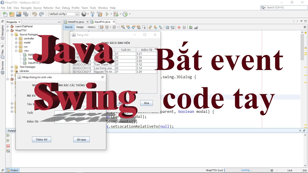 Java Swing 004: Xử lí sự kiện đơn giản cho button (code tay)