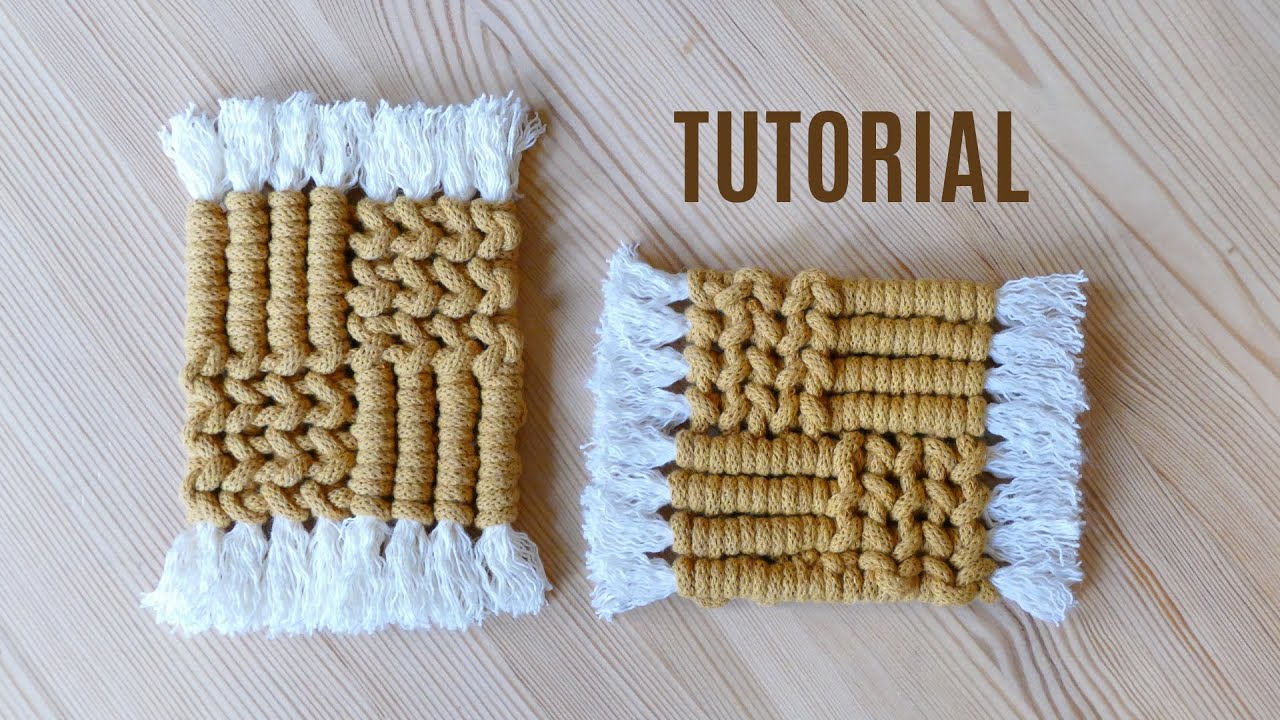 Square Shaped Macramé Coasters DIY Macrame Rug