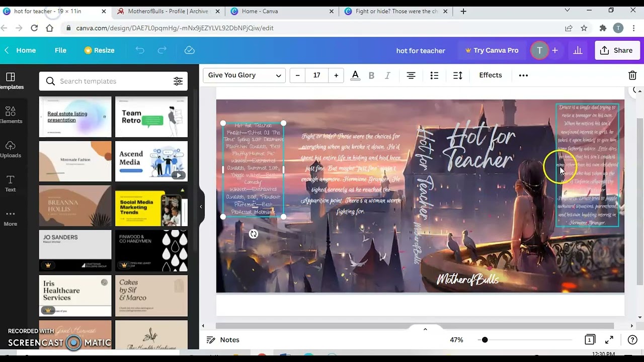 how to create a dust jacket for a book using canva