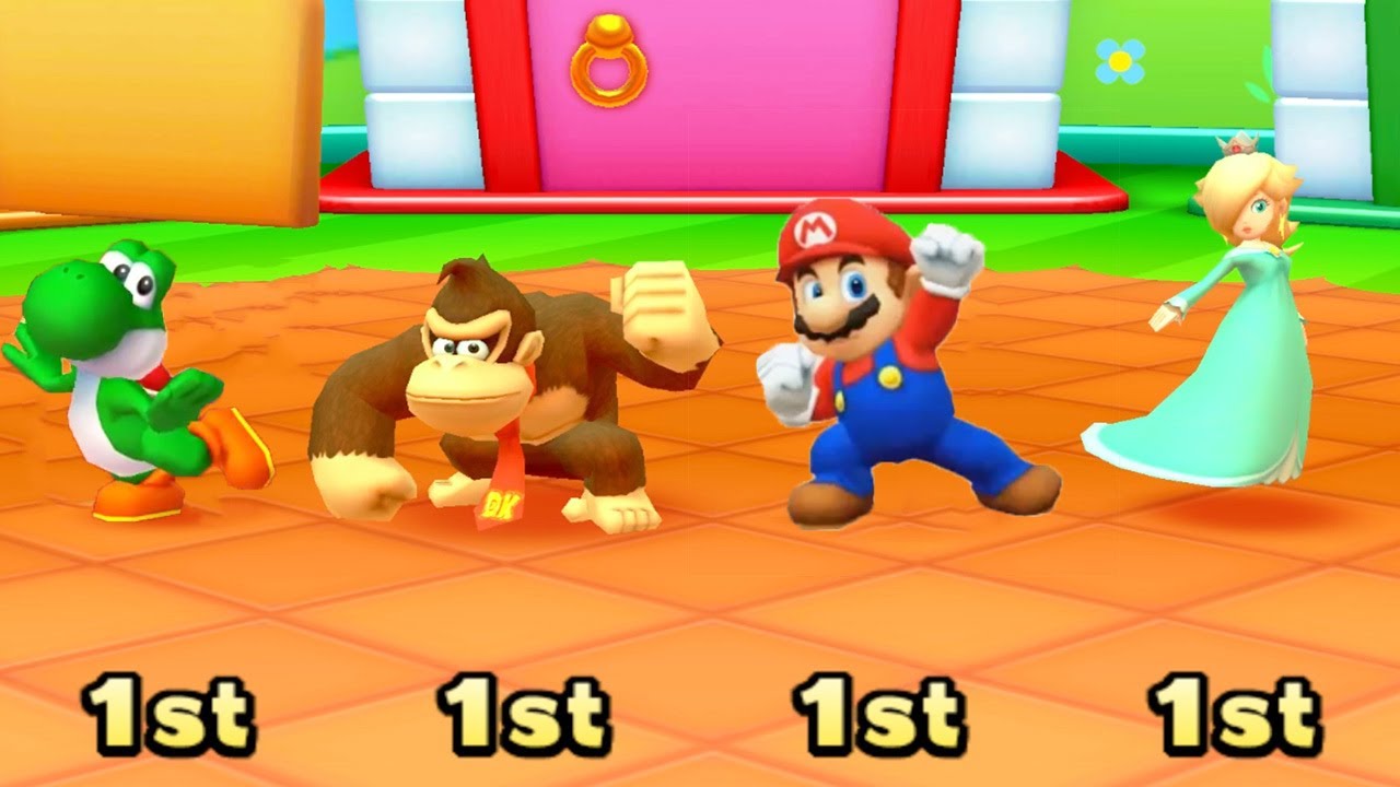 Mario Party: Star Rush MiniGames - Yoshi vs DK vs Mario vs Rosalina (Master Cpu)