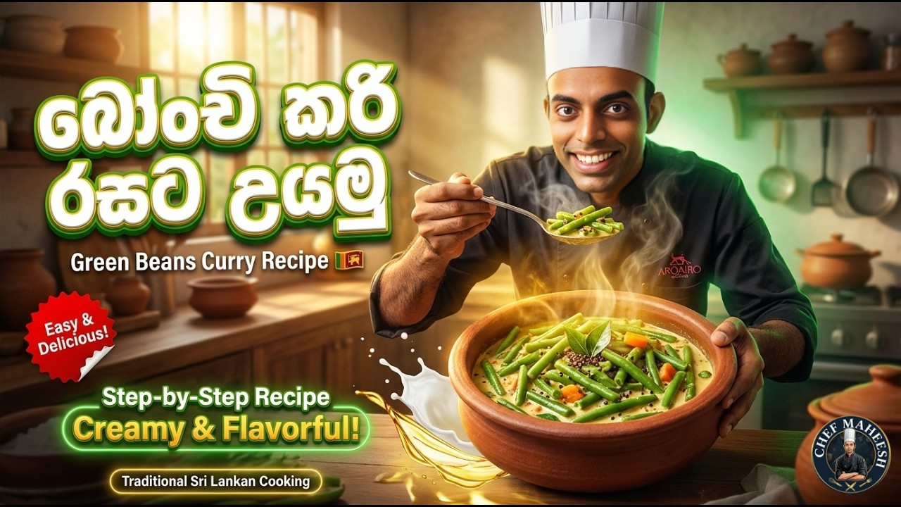බෝංචි කරි රසට උයමු | Sri Lankan Green Beans Curry Recipe | #cooking