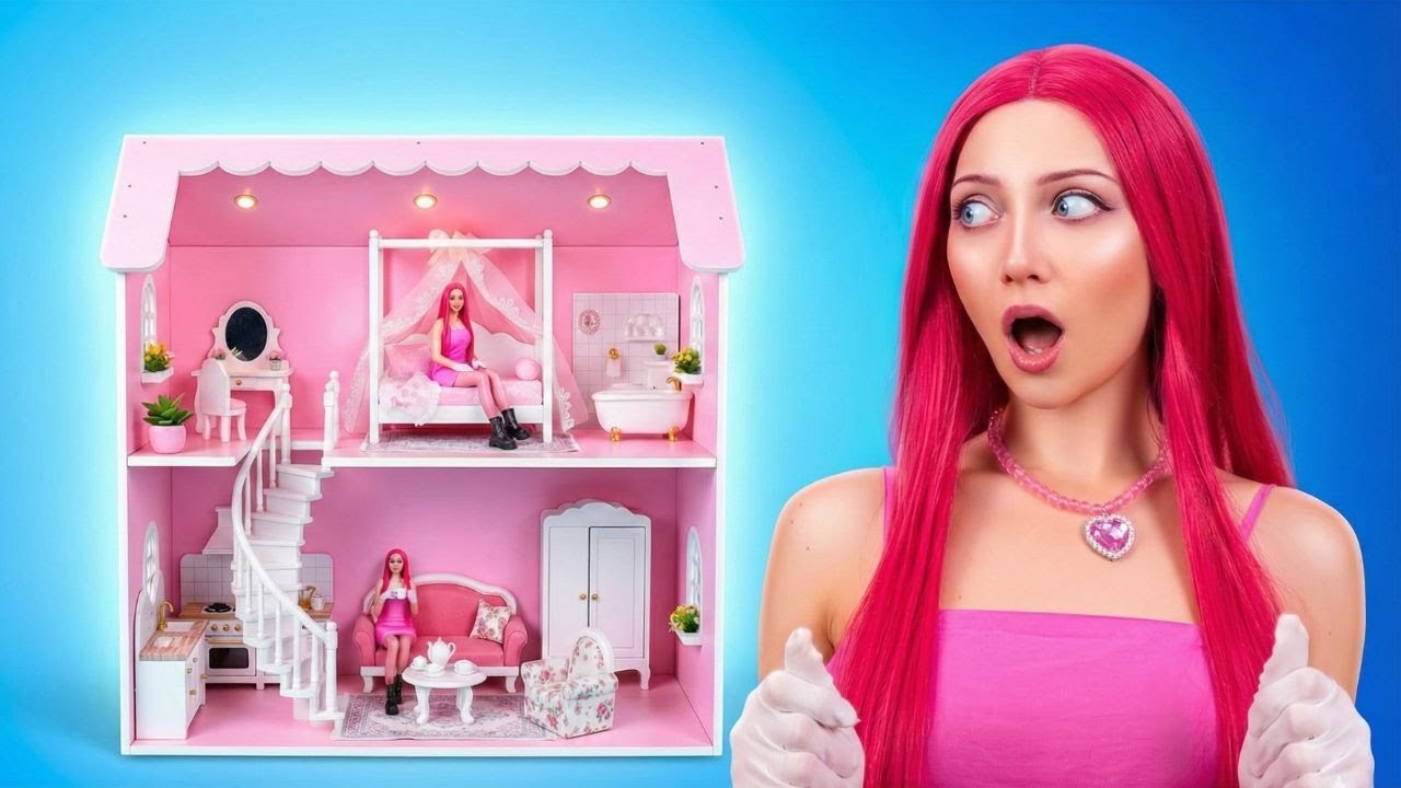 I Build Amazing Dream House 🏠💖 DIY PINK RUBY Room Makeover!