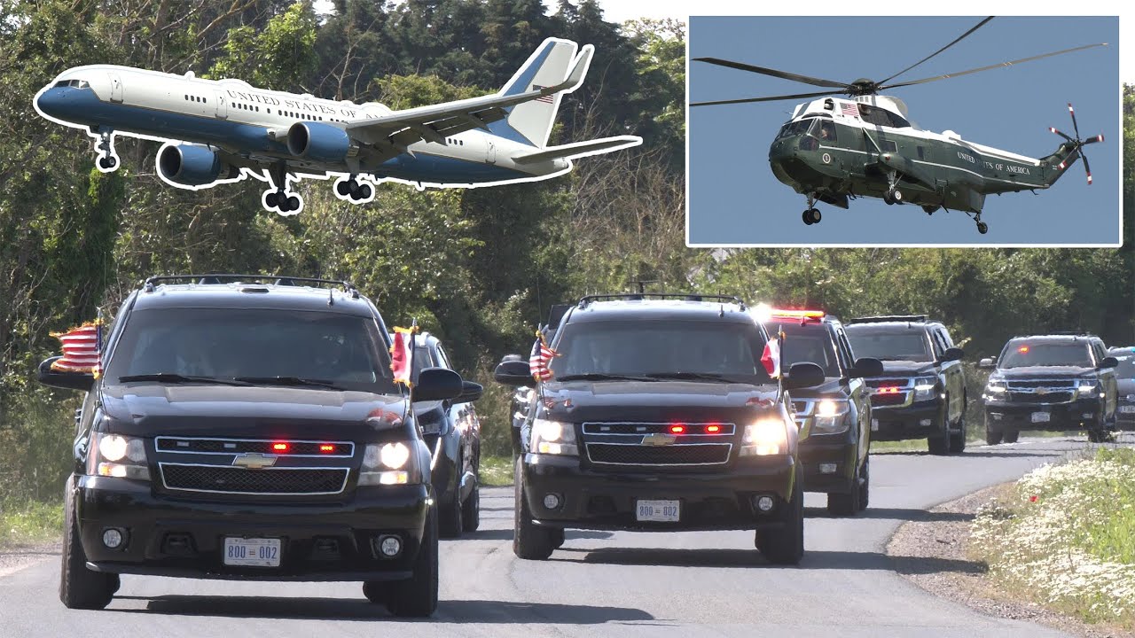 President Biden travels with an army of security vehicles during D-Day 80th Anniversary ✈️ 🚁 🚔 🇺🇸 🇫🇷