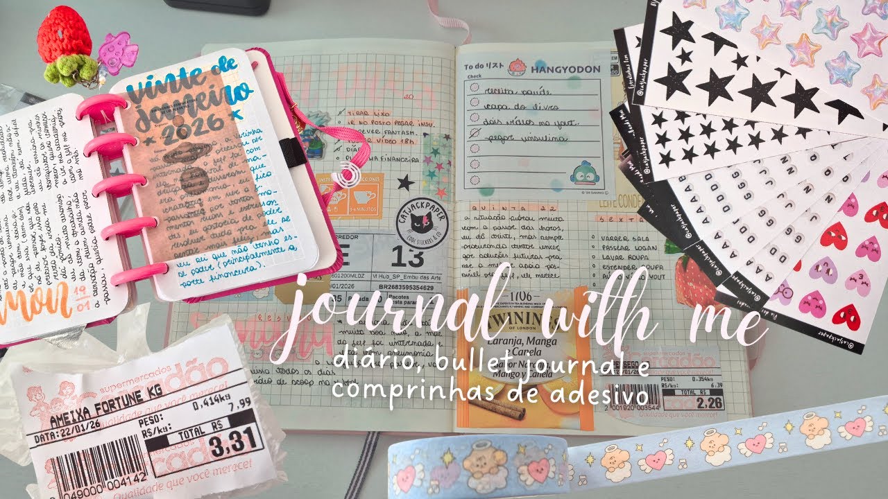 journal with me ✨ bullet journal + diário + comprinhas de papelaria
