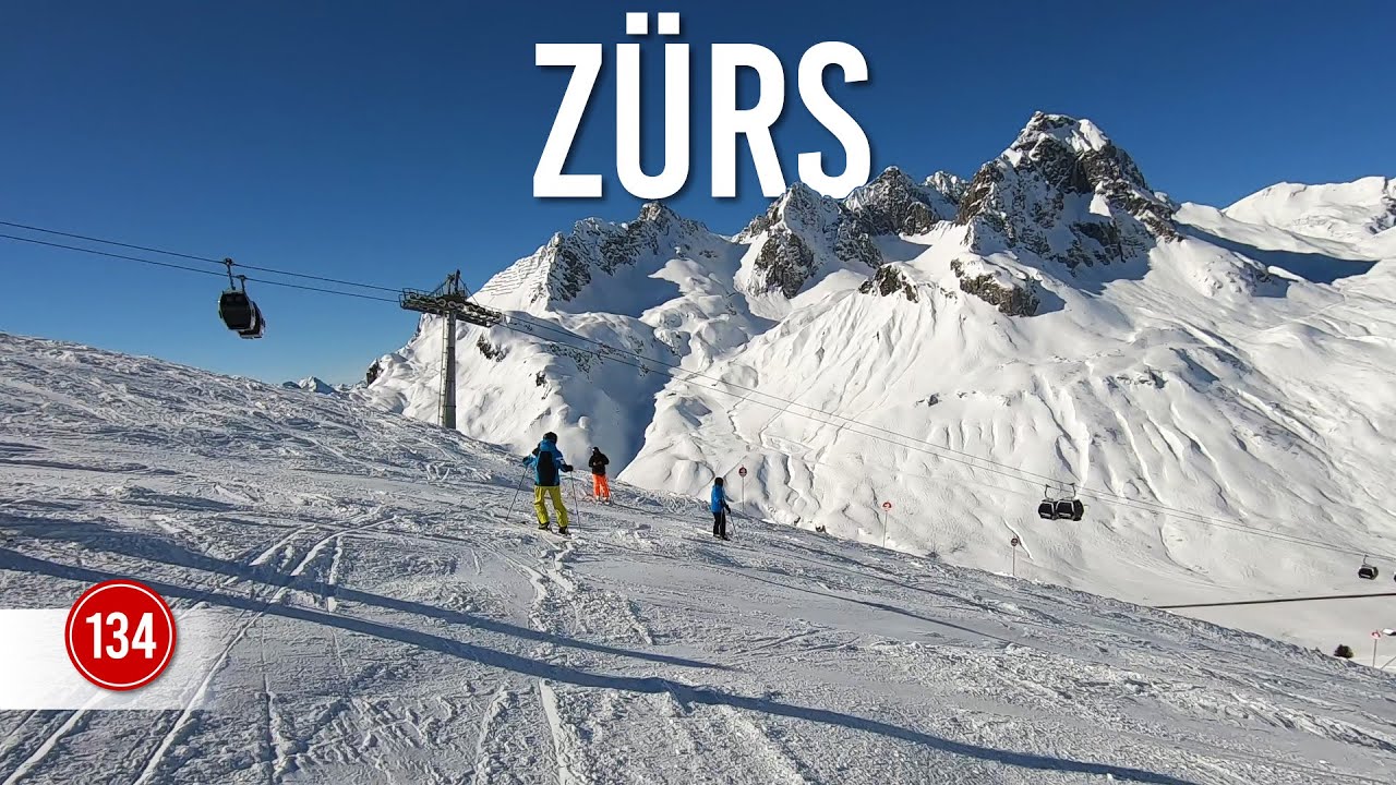 Skiing red piste 134 'Balmen' in Z&uuml;rs St Anton Ski Arlberg.