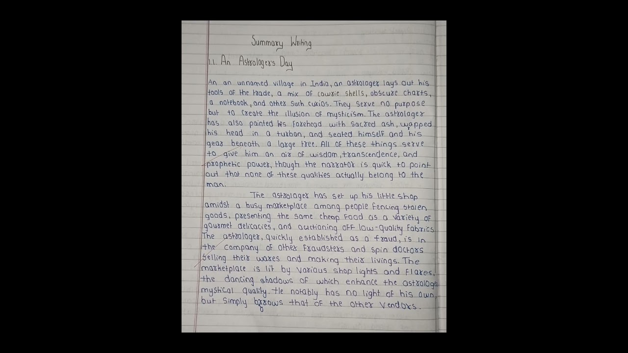 12th English 1.1 an astrologer's day summary writing