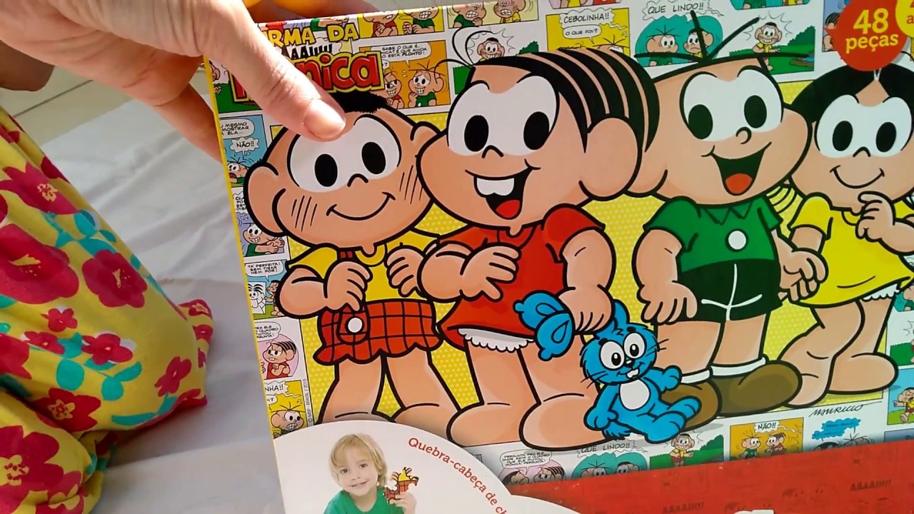 Quebra-cabeça grandão da Turma da Mônica (Mônica, Cebolinha, Cascão e Magali - 48 peças) - unboxing