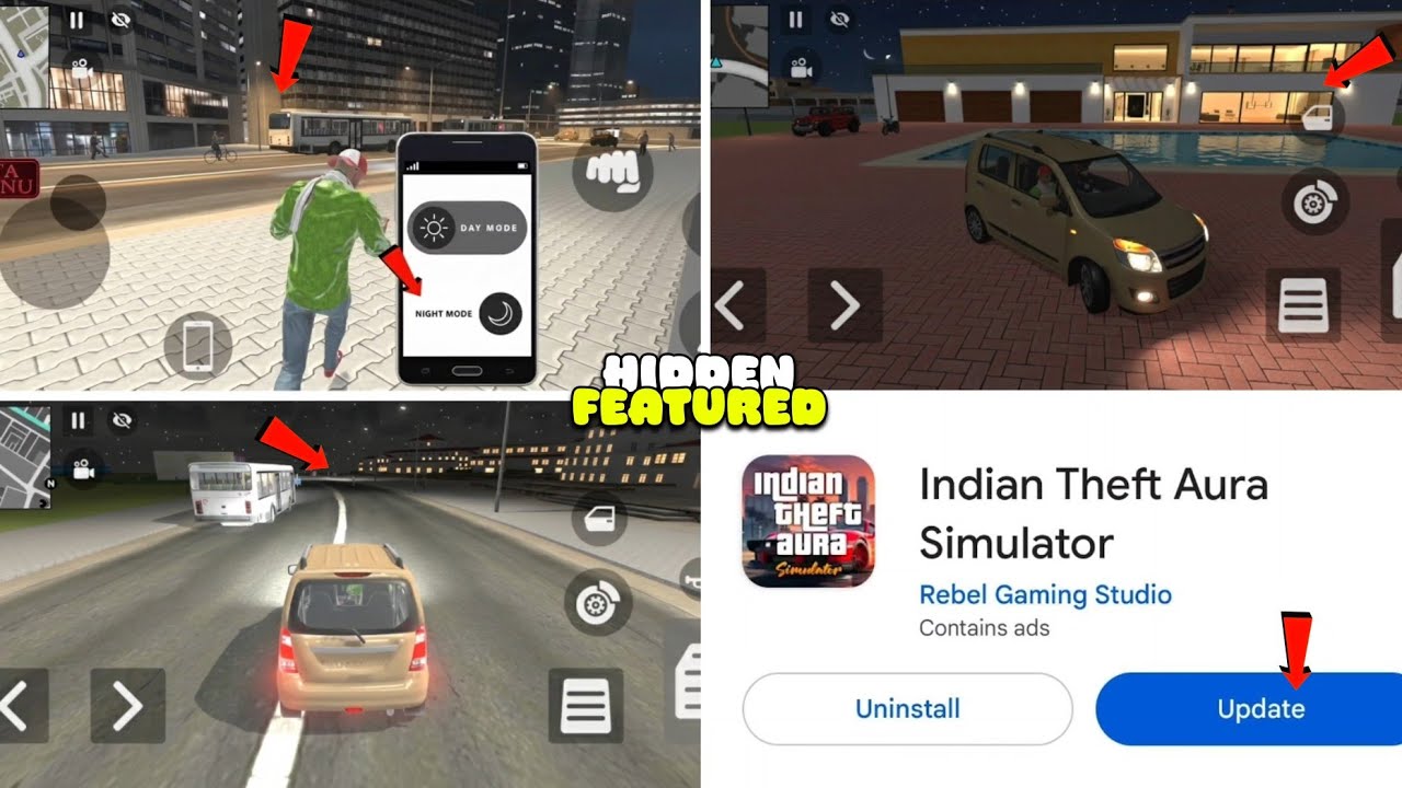 Hidden Features Of Indian Theft Aura Simulator New Update | All New Features And Cheat Code Update 