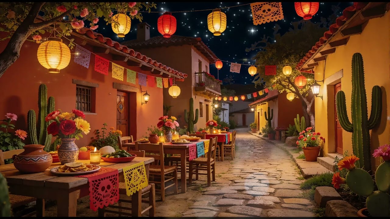 Cinco de Mayo Night Ambience | Gentle Mariachi Music & Festive Mexican Courtyard (3 Hours)
