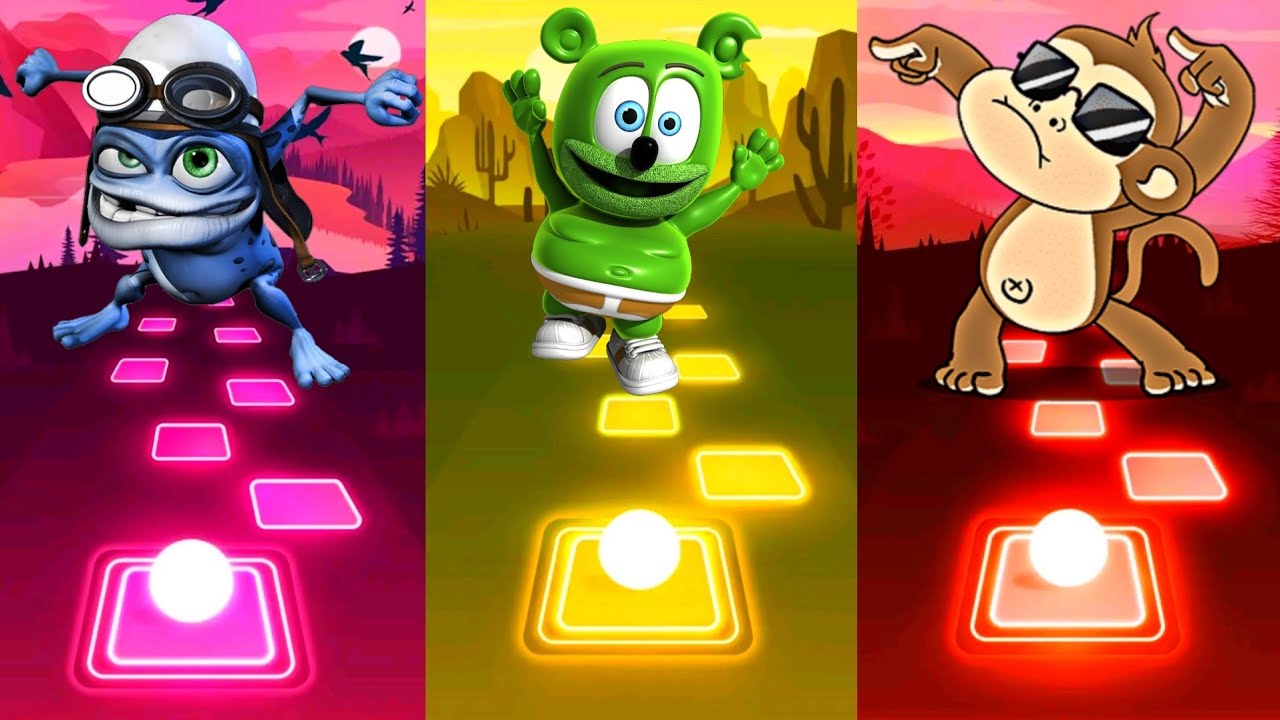 🔥 Tiles Hop - Crazy Frog 🐸 VS Gummy Bear🐻 VS Dance Monkey🐒