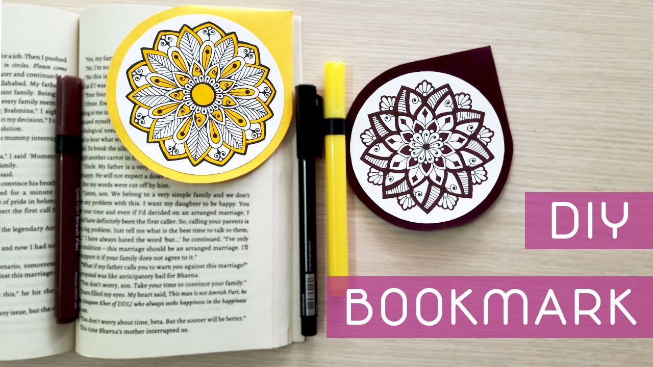 DIY Easy colorful Mandala/Doodle bookmarks | Origami bookmarks in Pen and color for beginners