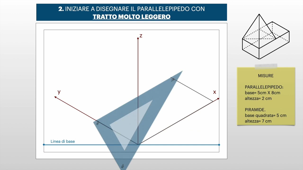 ASSONOMETRIA ISOMETRICA PARALLELEPIPEDO + PIRAMIDE in 2 min!