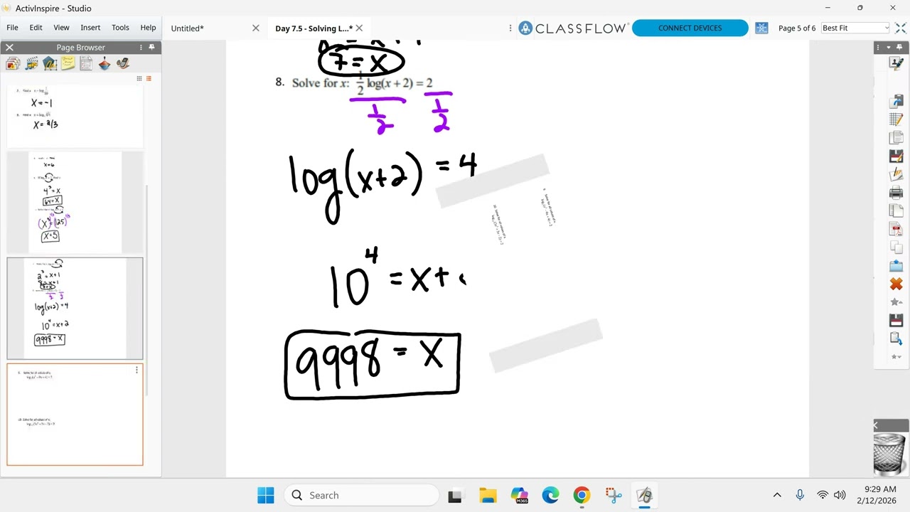 A2B February 12th - Unit 7.5 - Solving Log Equations