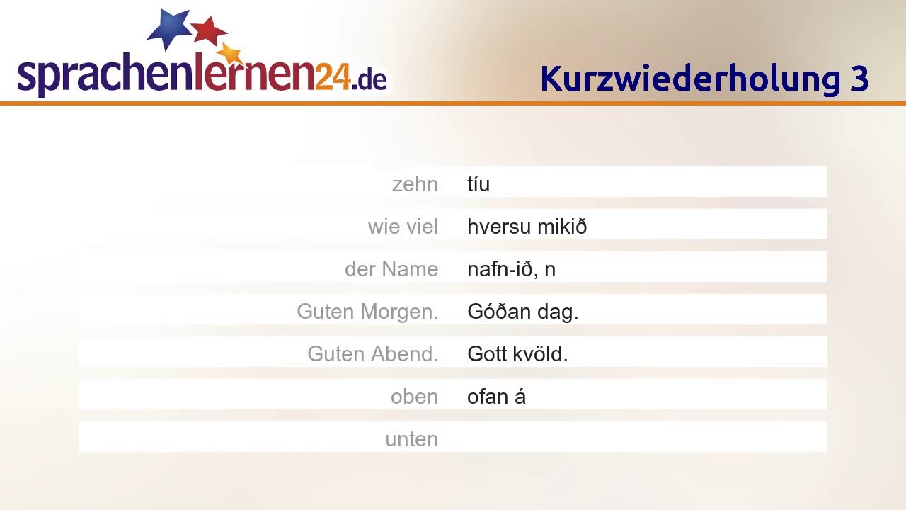 Isländisch lernen (kostenloses Sprachkurs-Video)