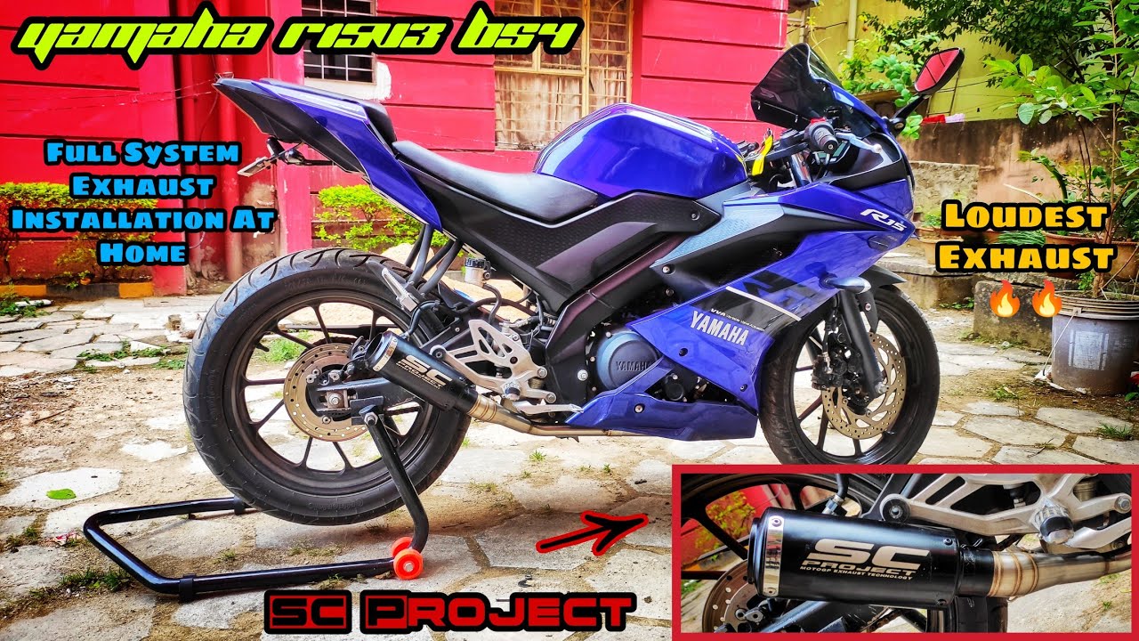 Full System Exhaust Installation At Home Of YAMAHA YZF R15V3| Loud Superbike Sound 🔥|SC Project| DIY