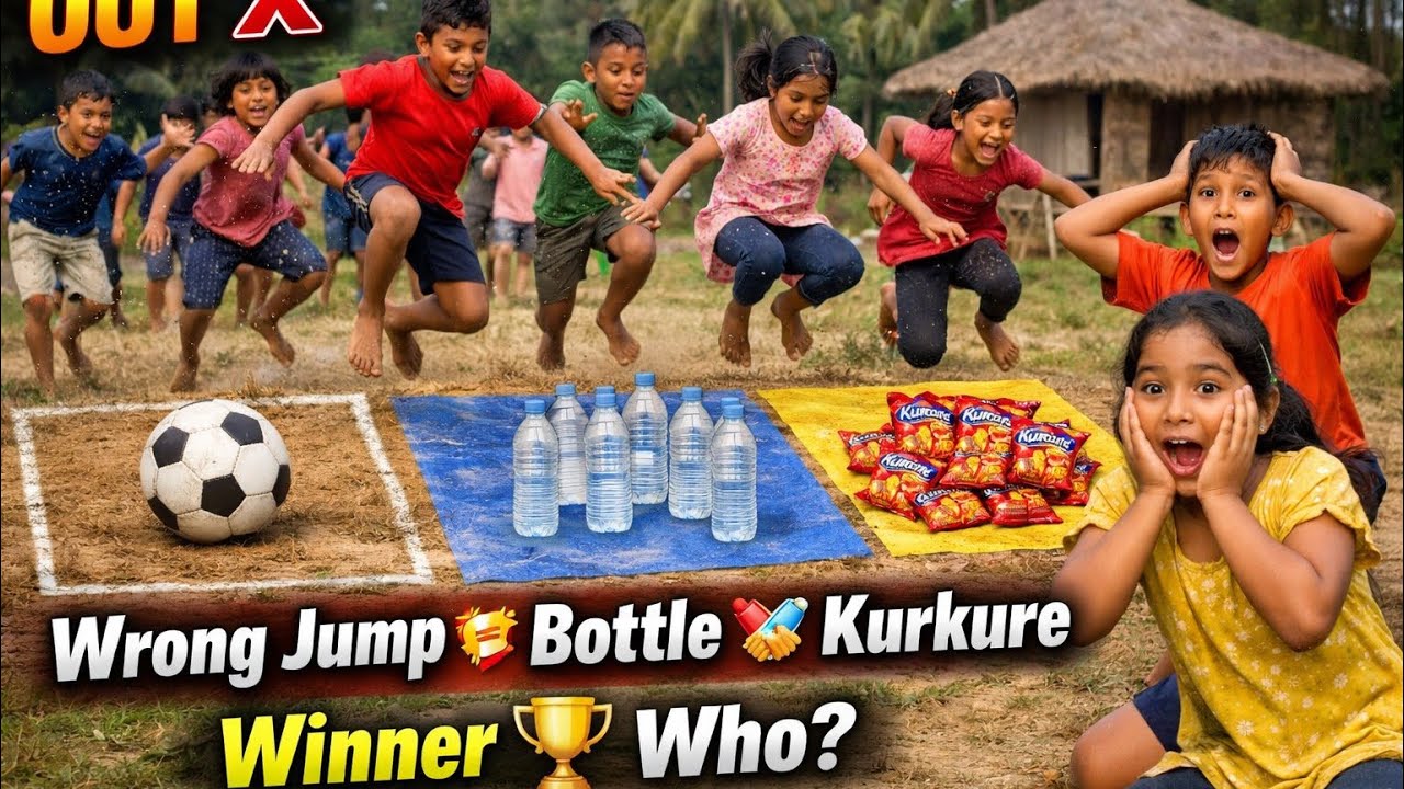 Football vs Bottle vs Kurkure 🔥 কে জিতলো শেষ পর্যন্ত? |  মজার Jump Challenge 😱 ভুল ঘরে গেলেই OUT!