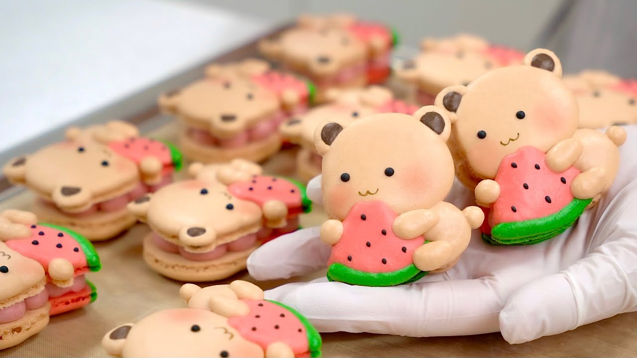 The Cute Bear & Watermelon Macarons, Summer Series 1. [SUGAR BEAN]