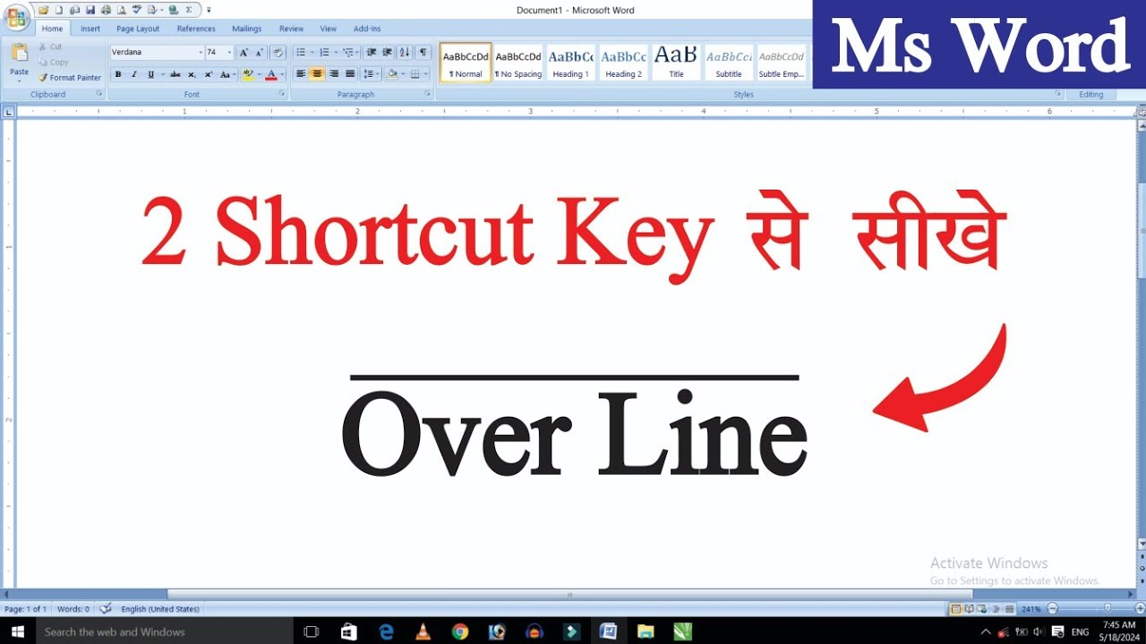 Line Above Letter in Word | How To Overline Text in Word? | Over Line in Word | MS Word Shortcut Key