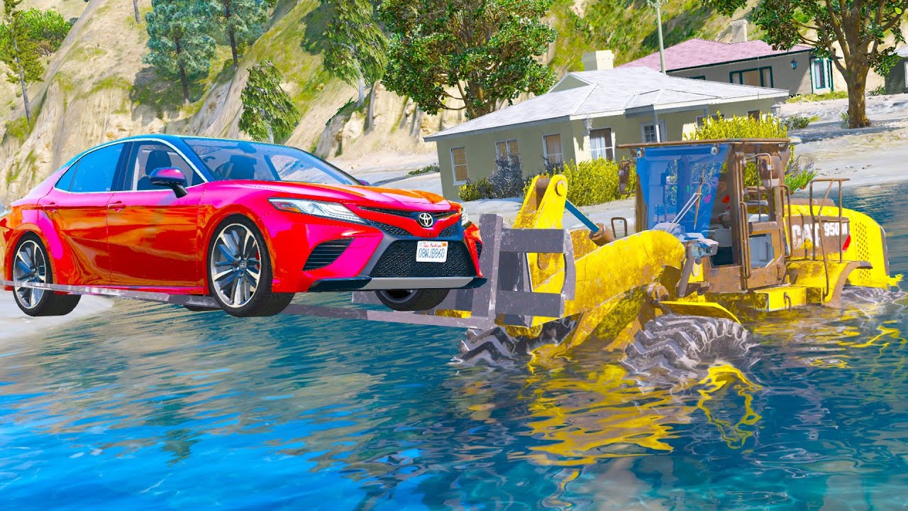 Rescuing Flooded Cars With Fork Loader in GTA 5 RP!