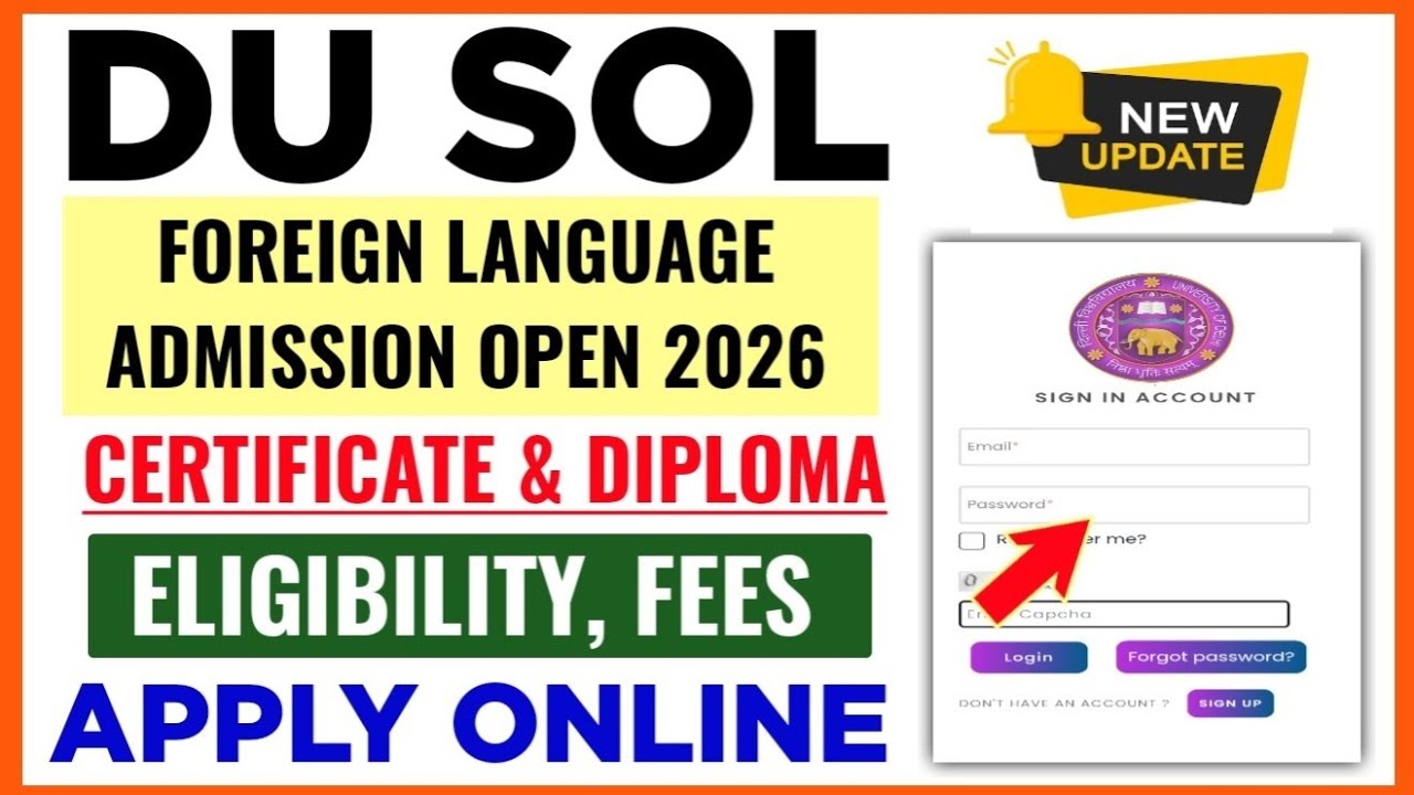 🔥 DU SOL Foreign Language Admission Open 2026 | SOL Admission Starts_Foreign Language Courses 2026