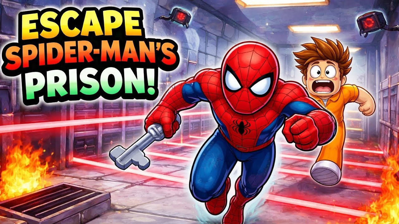 Escaping from Spiderman's prison #roblox #obby #spiderman 