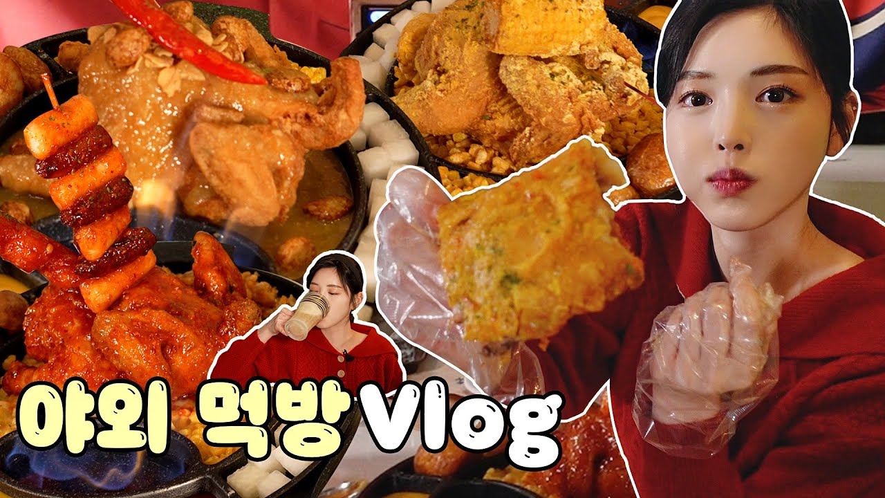 SUB)친구랑 홍대에서 맥주 9잔 마신 날🍺🍗 마늘통닭 양념통닭 치킨스테이크에 피자까지 범맥주 치맥 야외 먹방 브이로그 Outdoor Mukbang Vlog