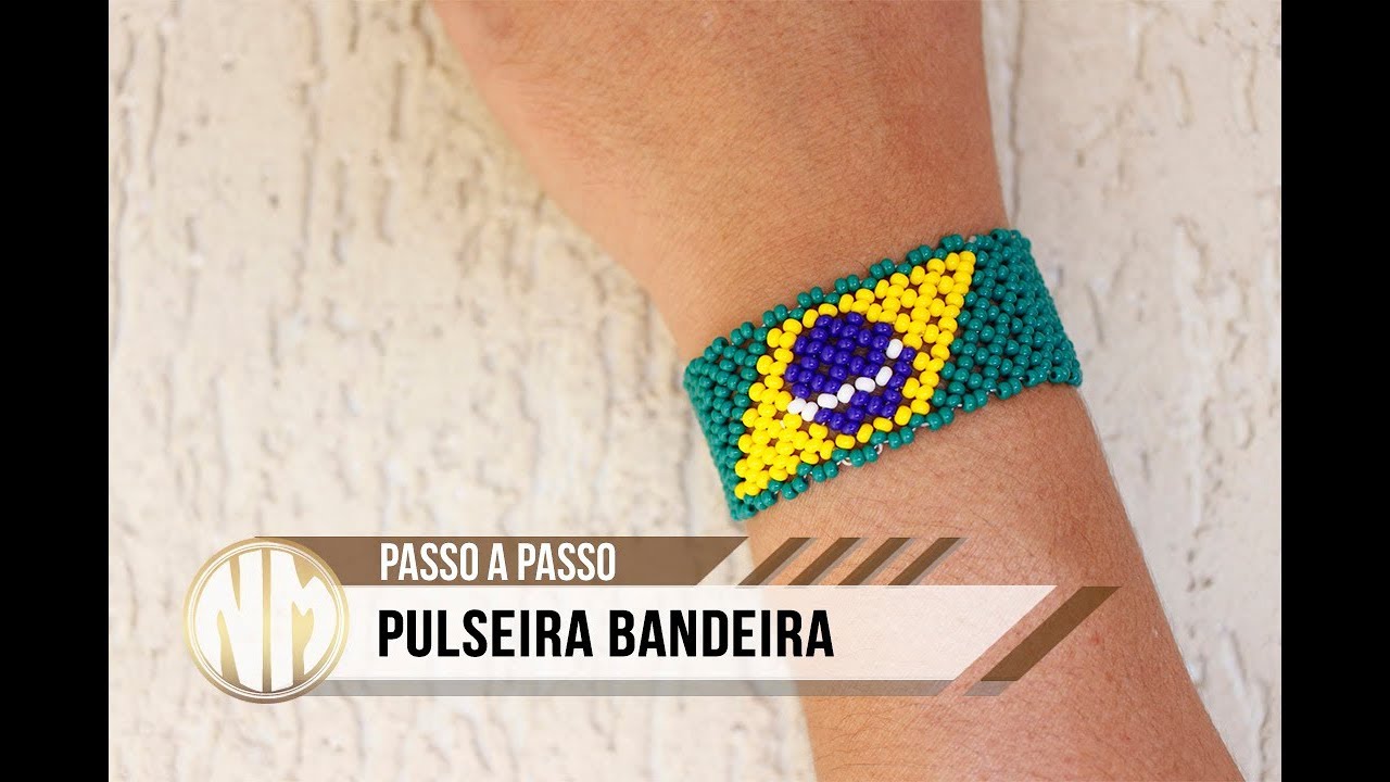 Pulseira Bandeira do Brasil - passo a passo
