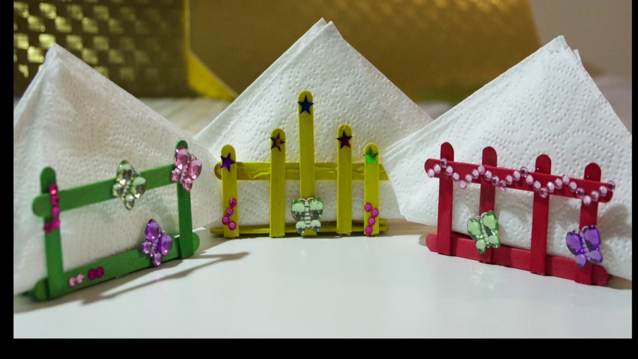 Manualidad Como Hacer Servilleteros De Paletas  HANDCRAFT HOW TO MAKE NAPKIN HOLDER DIY