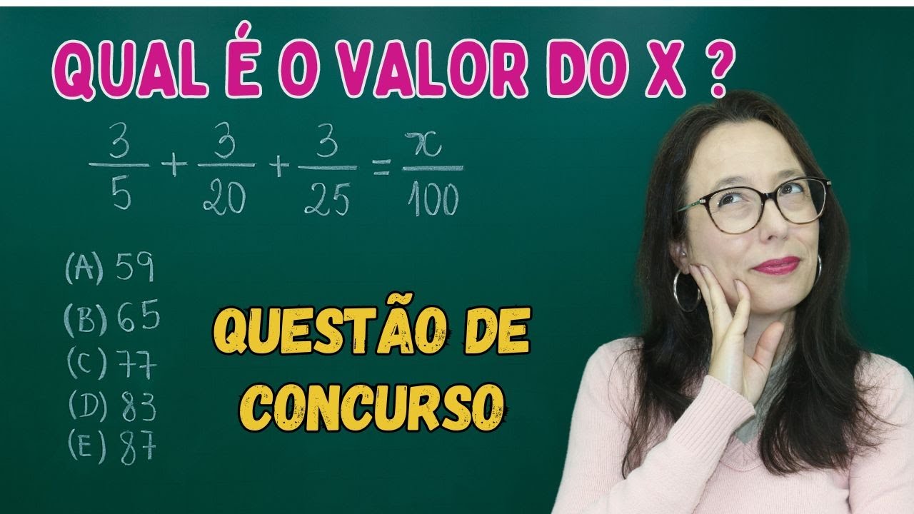 QUESTÃO DE CONCURSO - EQUAÇÃO COM FRAÇÃO - Professora Angela Matemática