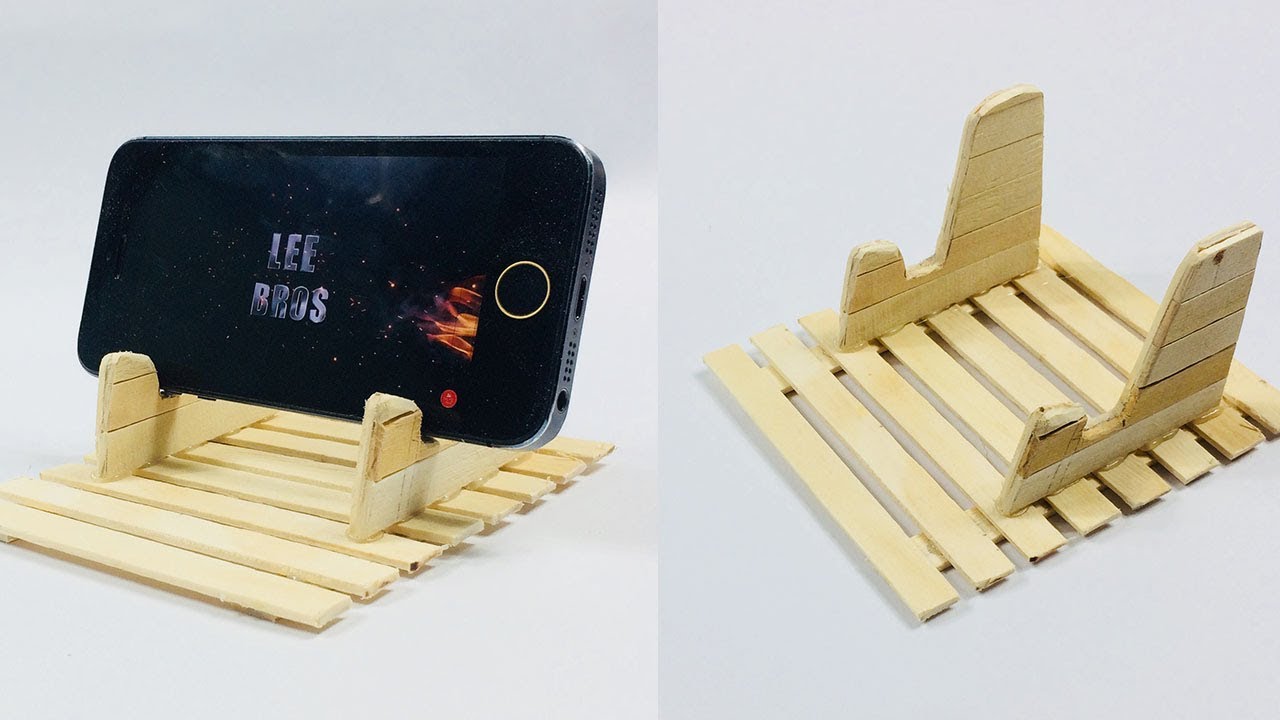 How To Make Phone Holde With Ice Cream Sticks (Popsicle Sticks) At Home | Lee Bros #7