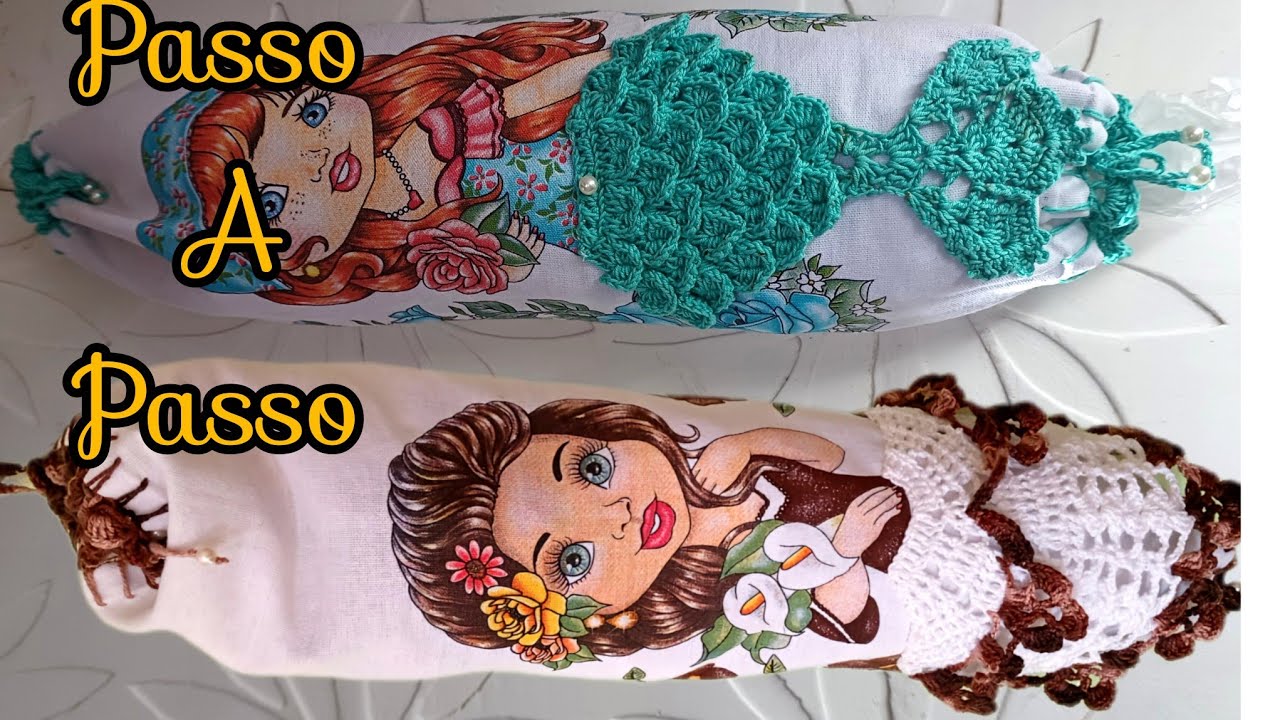 Puxa Saco de crochê Sainha no pano de prato PASSO A PASSO #crochet #croche 