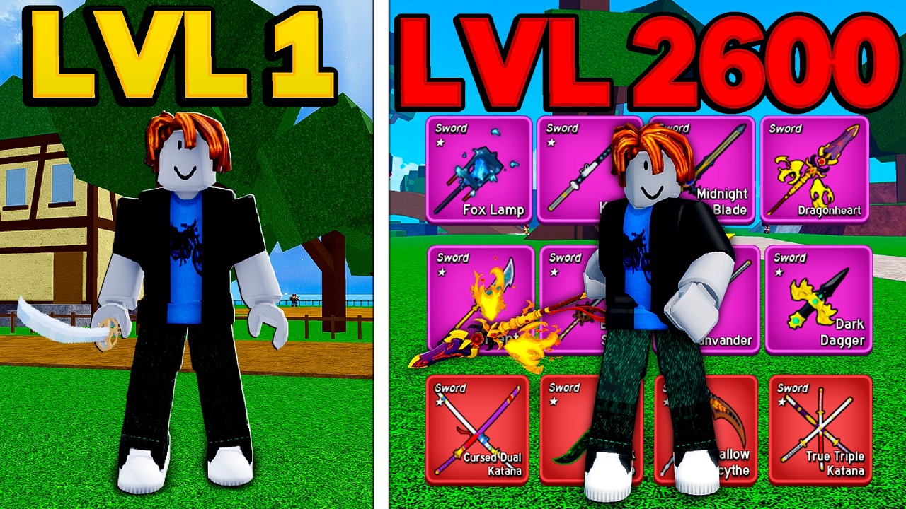 UPEI DO 1 AO 2600 SÓ COM ESPADAS NO BLOX FRUITS!