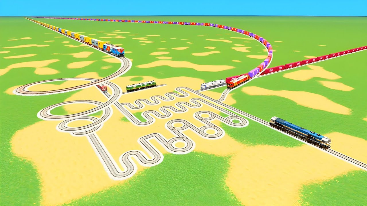 🤢TRAIN CROSSIN ON CIRCLES SILDE TRACK RISKY TRUN SHARP😹CURVE RAILRAOD RAILWORK DRIVE