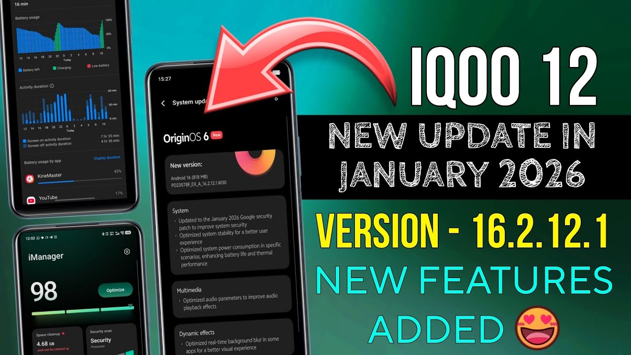 IQoo 12 New Update in January 2026 | IQoo 12 16.2.12.1 Update Review | IQoo 12 Battery Problem 