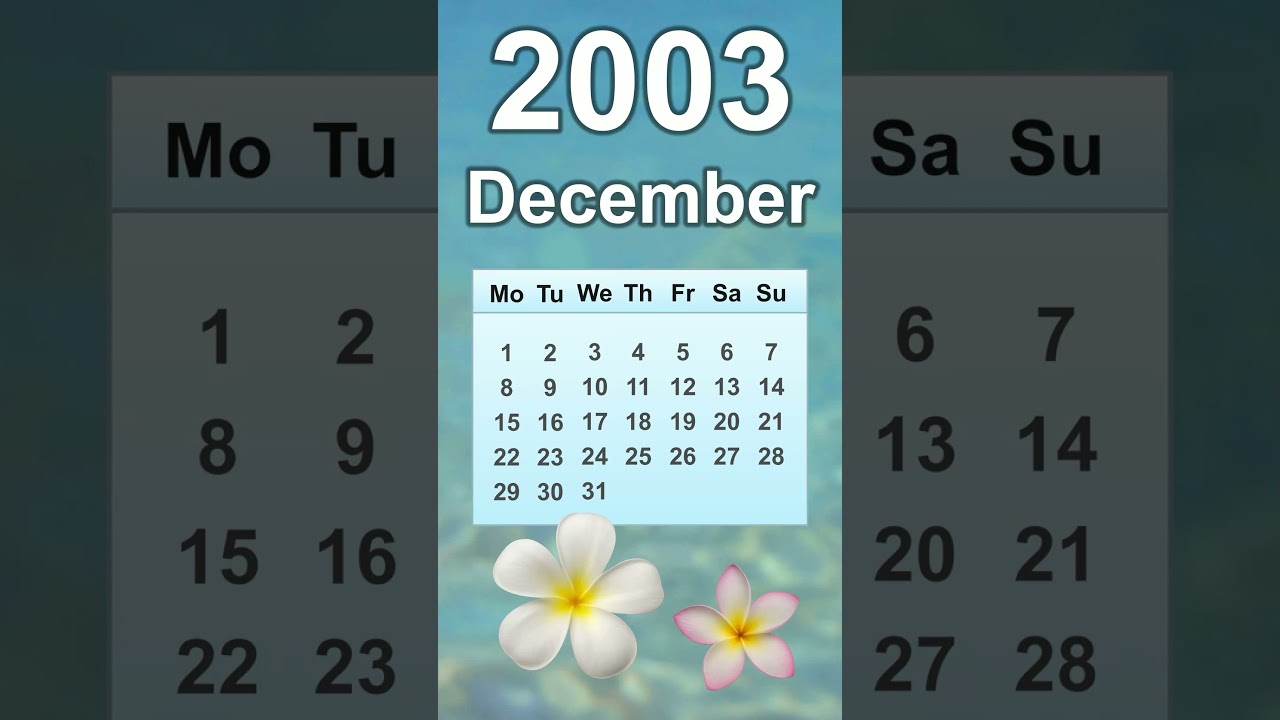 December 2003 Calendar