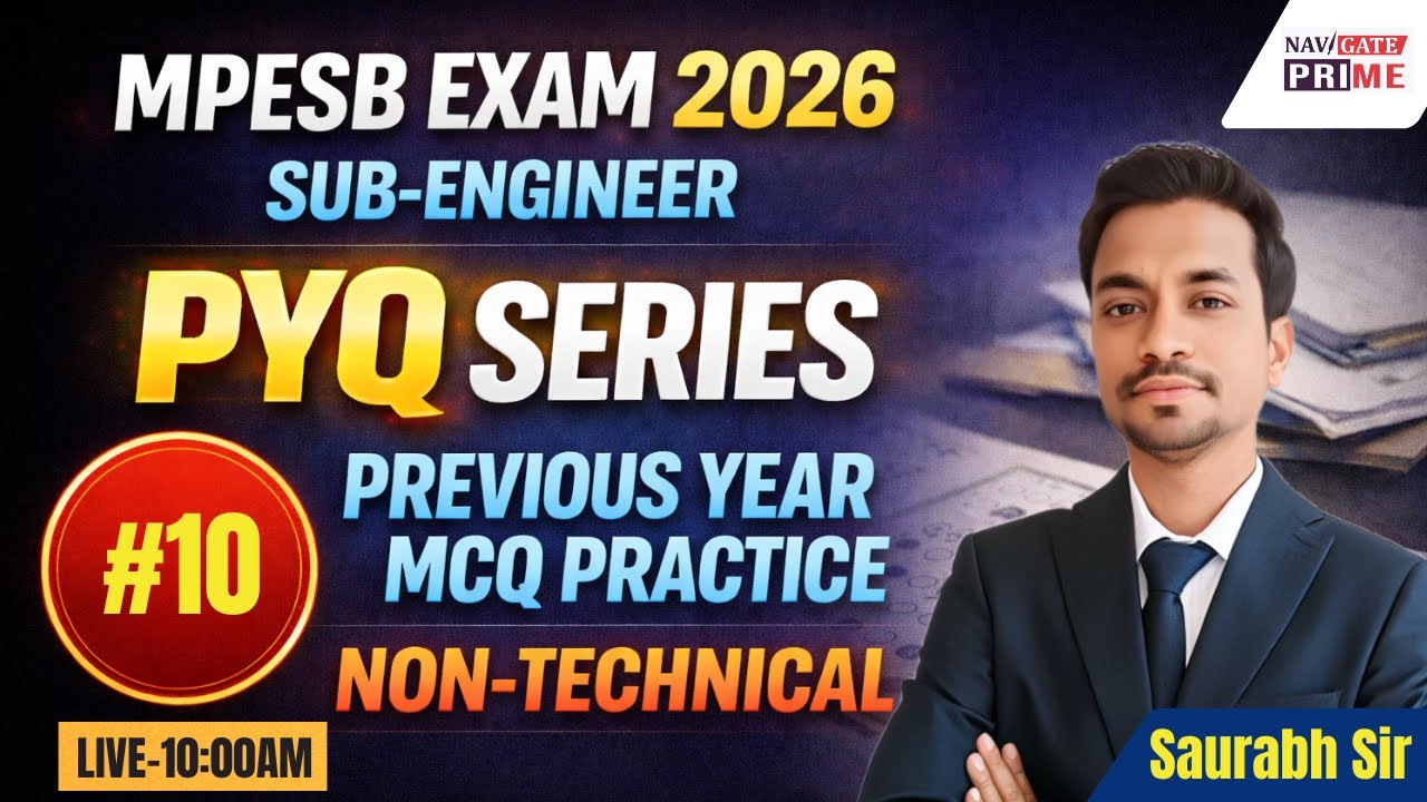 MPESB Sub Engineer 2026 PYQ Series | Non-Technical MCQ Practice Set-10#MPESBEXAM #SUBENGINEER