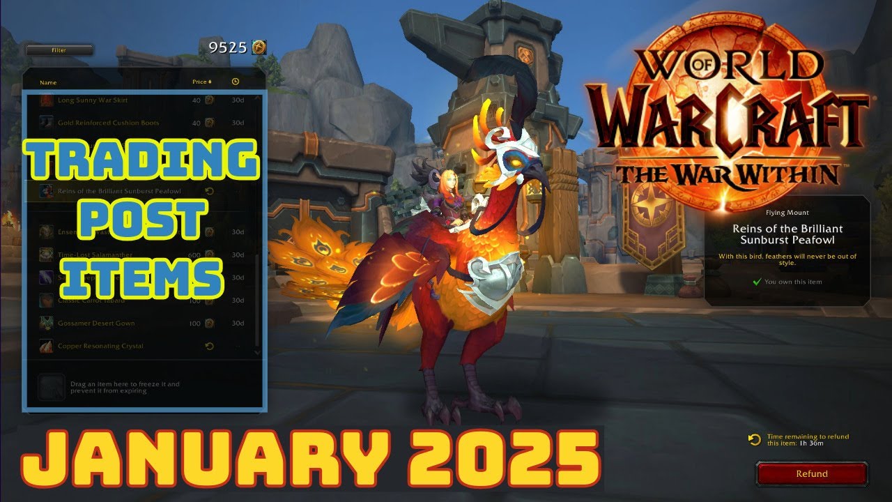 Clockwork Items and Peafowl Mount | Trading Post | January 2025