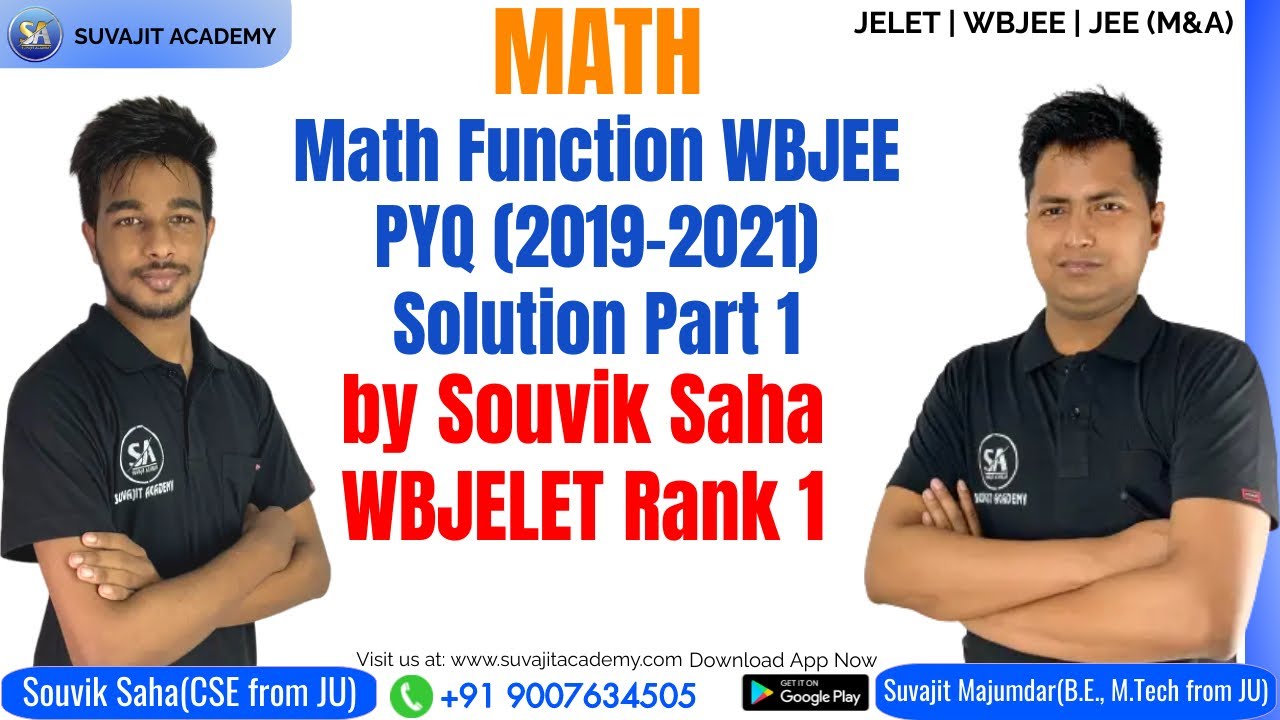 Math Function WBJEE PYQ (2019-2021) Solution Part 1 by Souvik Saha JELET Rank 1 | JEE (M & A)