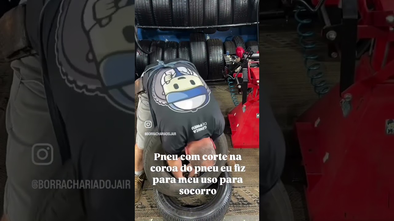 Pneu com corte na banda de rodagem recuperado e pronto para ficar de socorro #vulcanizacao