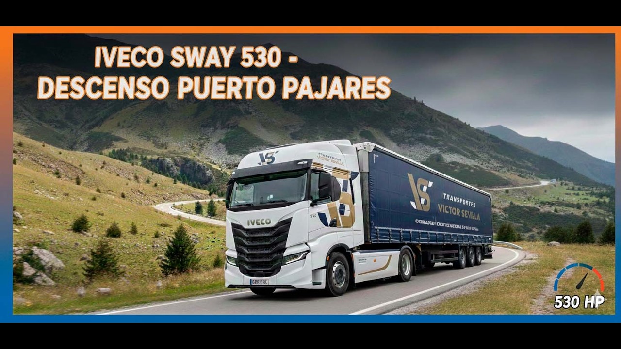 PAJARES → ASTURIAS 🚛 Bajada con lona | IVECO S-WAY 530