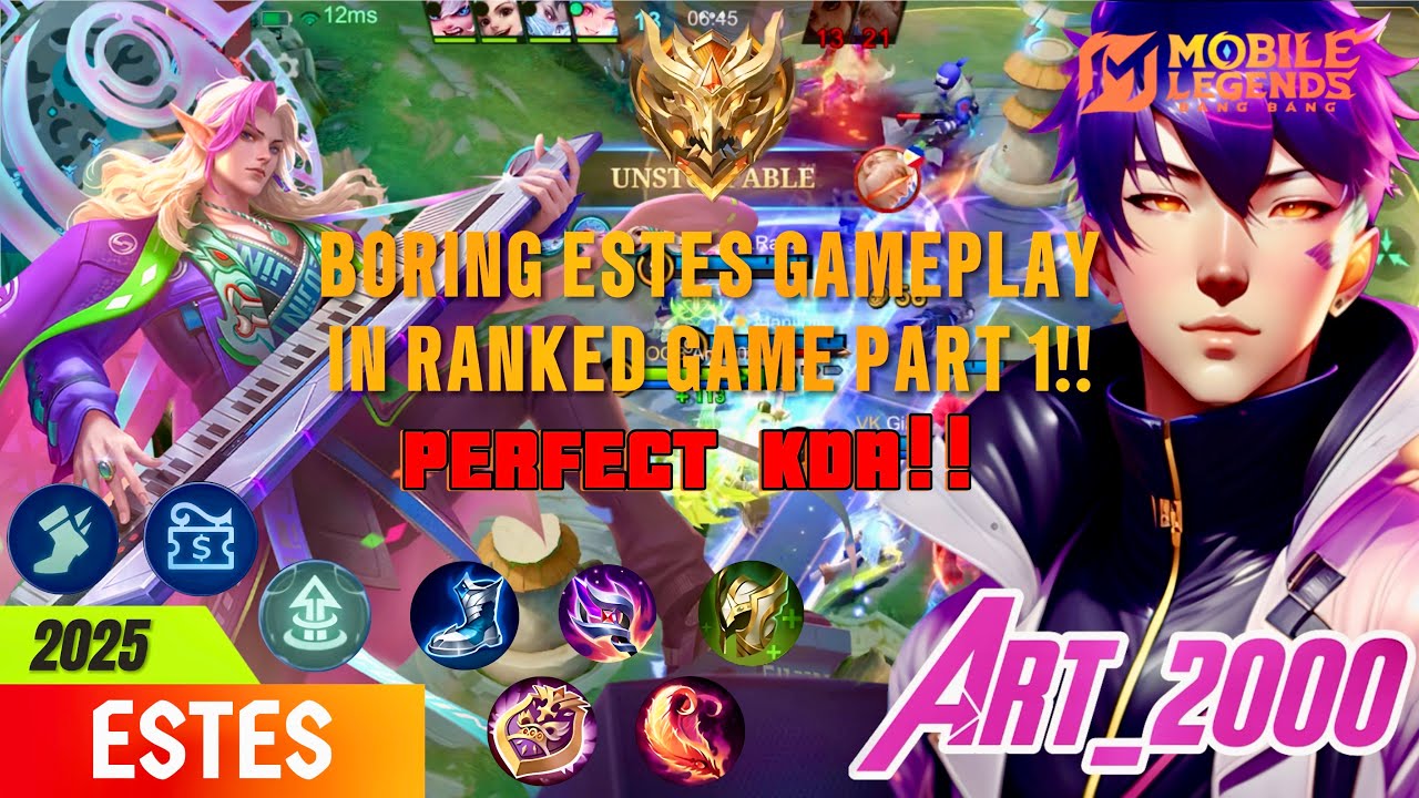 BORING ESTES GAMEPLAY IN RANKED GAME PART 1 || EMBLEM BUILD AND ROTATION 