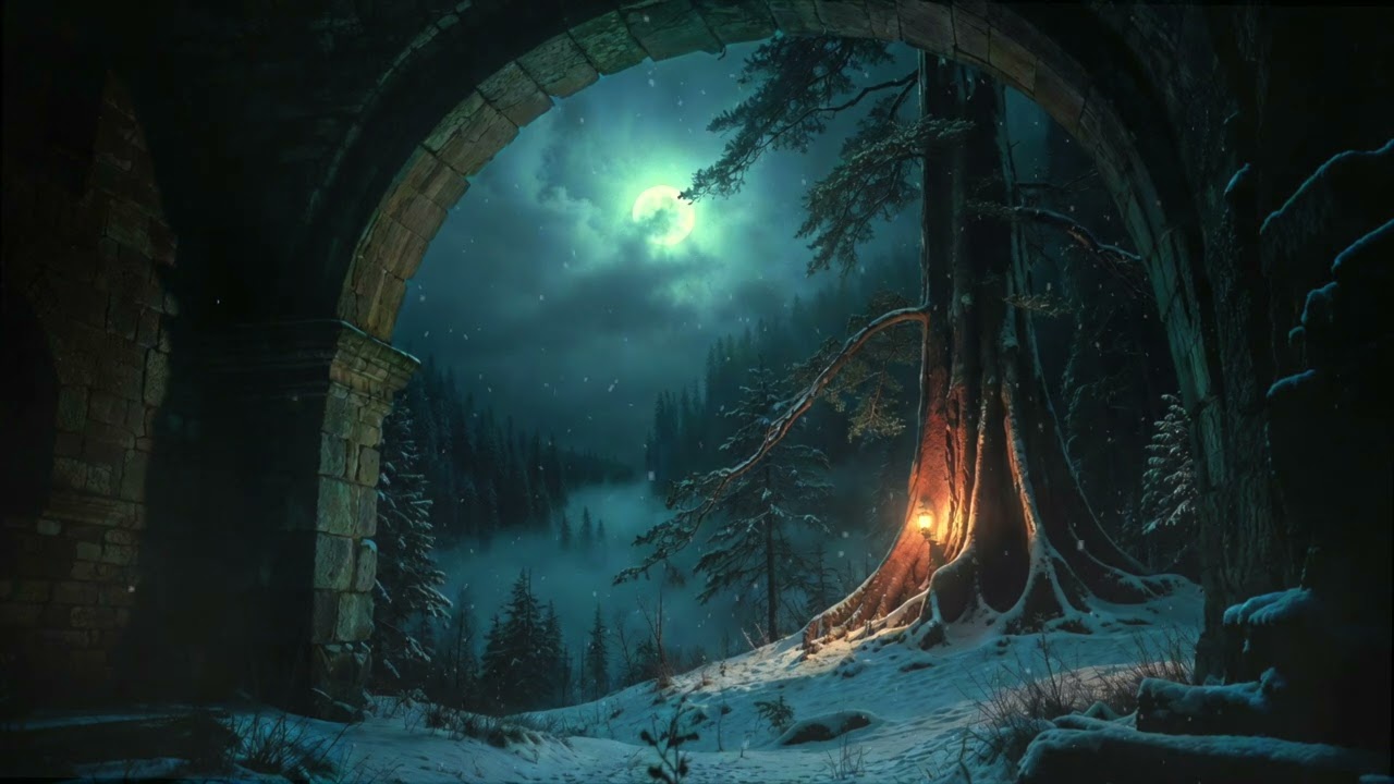 Snowy Forest Archway Ambience for Deep Sleep and Overnight Rest