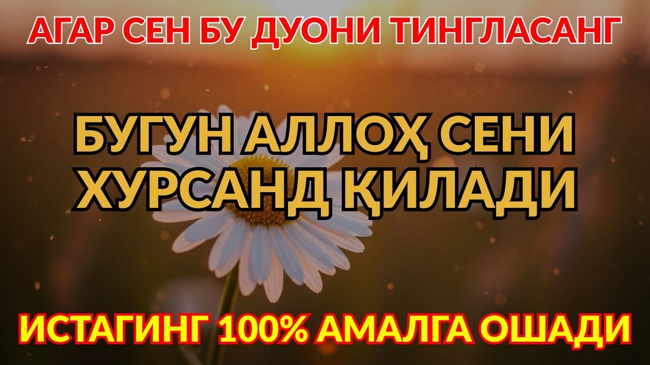Бу Дуони Тингла — Бугун Аллох Сени Хурсанд Қилади 🌸💖
