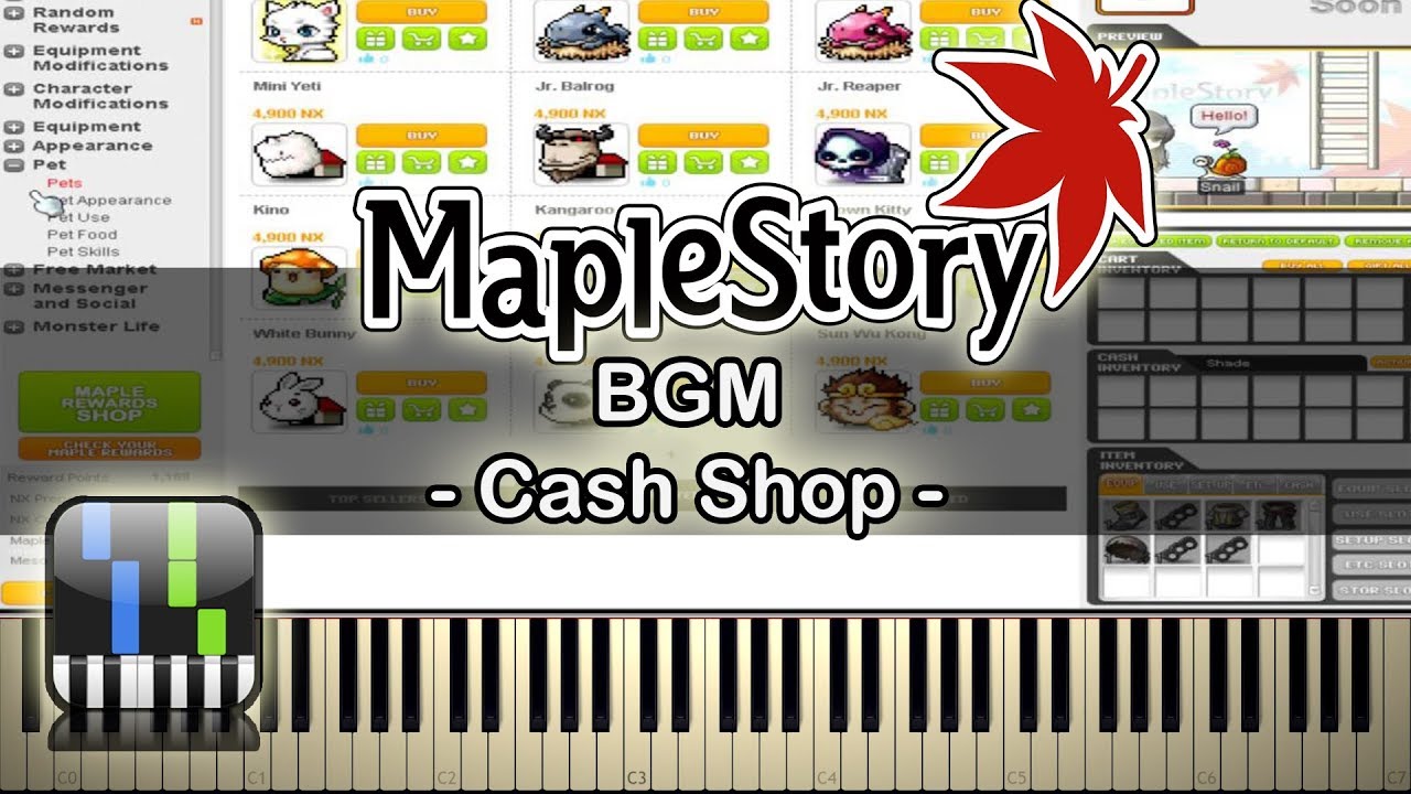🍍Cash Shop(캐시샵) - BGM - [Maplestory] - Synthesia Piano Tutorial🥥