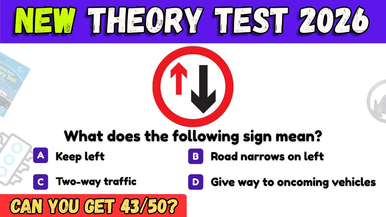 Theory Test 2026 UK | Full DVSA Driving Theory Test(50 Questions) | Pass First Time