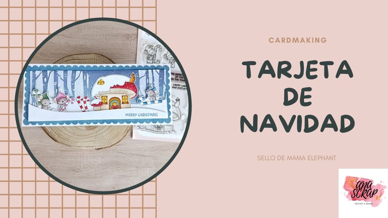 CARDMAKING con sello de MAMA ELEPHANT Candy Cane. Hacemos tarjetería y coloreamos con rotus OHUHU