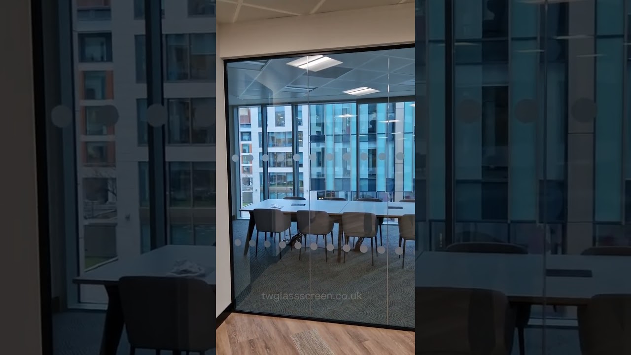 Modern office glass partition. 
