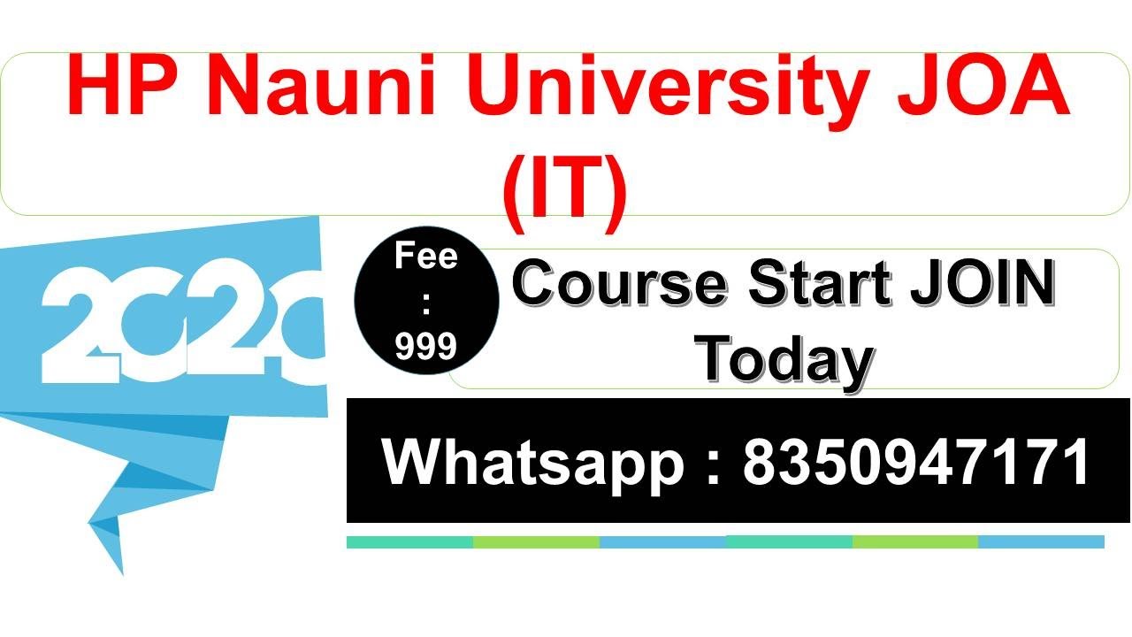 HP Nauni University Solan JOA IT Online Coaching By Let's Crack Whatsapp 8350947171