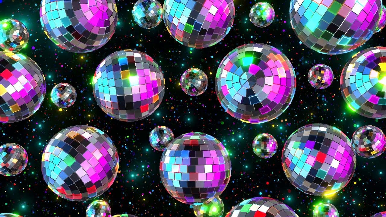 4K Screensaver | Falling Neon Disco Balls ✨ Colorful Party Background | 8 Hours (No Sound)