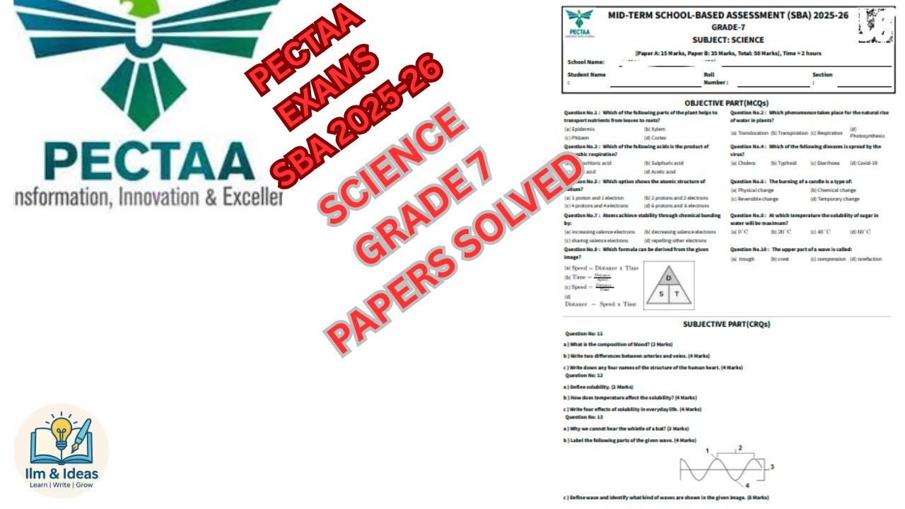 GRADE 7 SCIENCE PAPER PECTAA SBA MID TERM 2025-26
